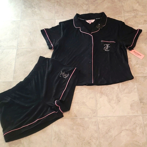 Juicy Couture NWT Black/Pink Pajama Large - Picture 1 of 6